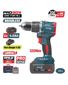 Δραπανβιδο Κρουστικό 2ΟV 120Nm SET BORMANN Pro BBP5451X44CA , 2x4Ah, Li-Ion, Compact,2 Ταχύτητες  Βαλίτσα