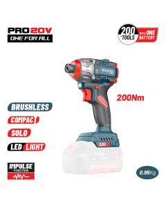 Παλμικό Κατσαβίδι Compact Brushless Μπαταρίας BORMANN Pro BBP5410 20V,Li-Ion,200Nm, SOLO