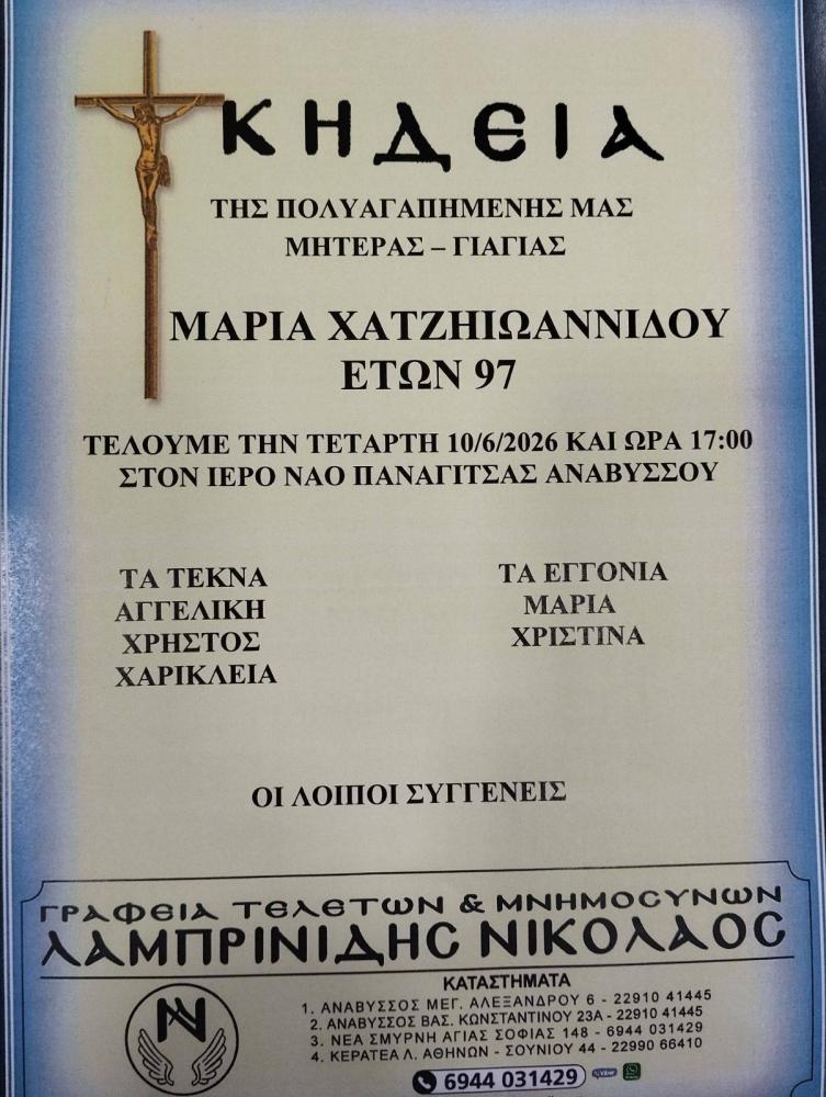 FUNERALI DELLA NOSTRA AMATA MARIA HATZIIOANNIDOU